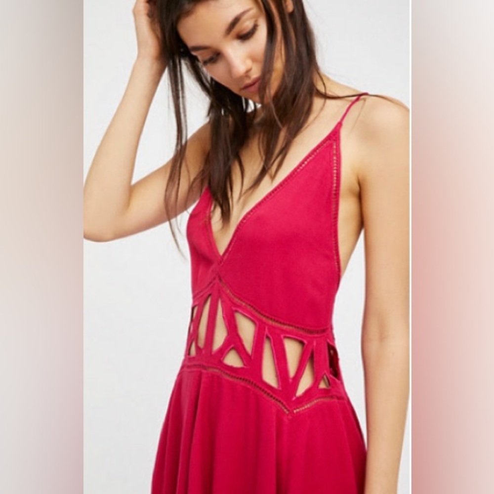 Free People Beach Club Mini Dress Coverup S Fuchsia